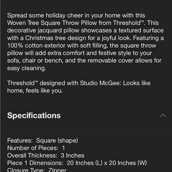 Studio McGee Threshold Woven Tree Square Throw Pillow *NEW* - Picture 5 of 6